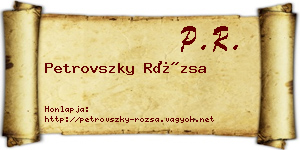 Petrovszky Rózsa névjegykártya